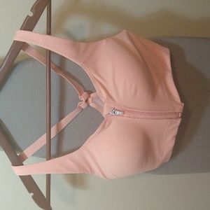 Athleta Advance Zip Front Bra 34D Blush Peach Support